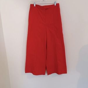 Anthropologie 100% Cotton Poplin Wide Leg Pants Flare w/ Pockets